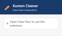 Extension popup reading: Open Class-Navi to use this extension.