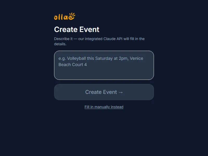 ollae — Create Event screen